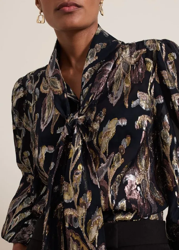 Phase Eight Tessa Floral Filcoupe Blouse Blackmulti Women Shirts and Blouses