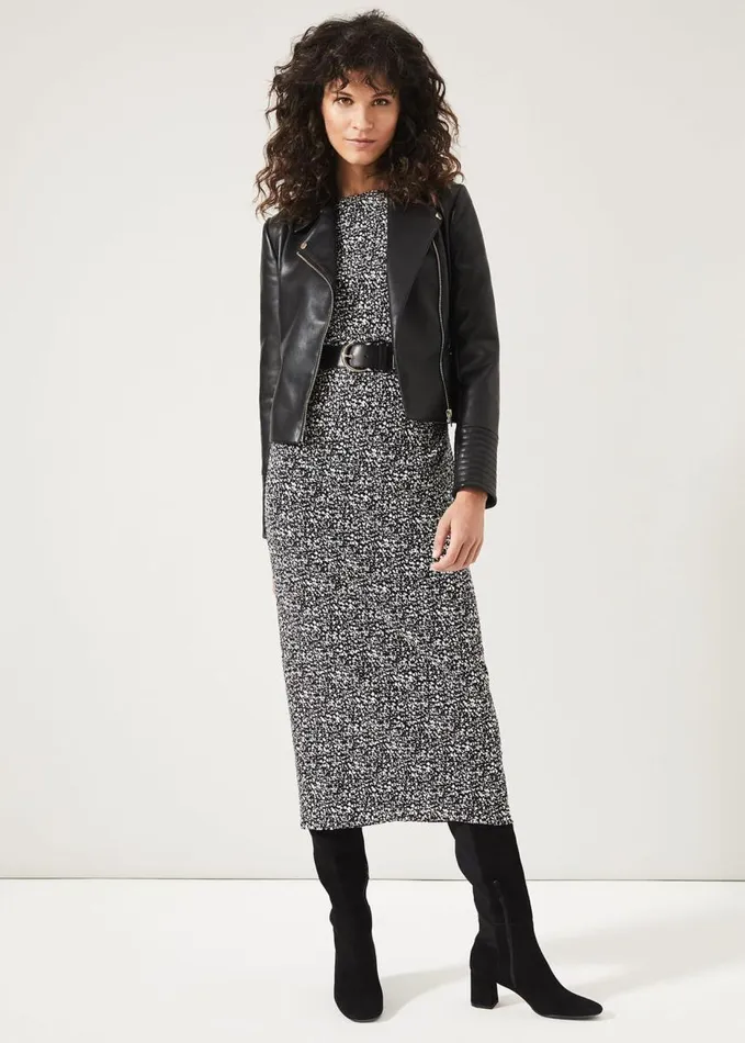Phase Eight Trina Textured Print Lace Dress Black Women Dresses