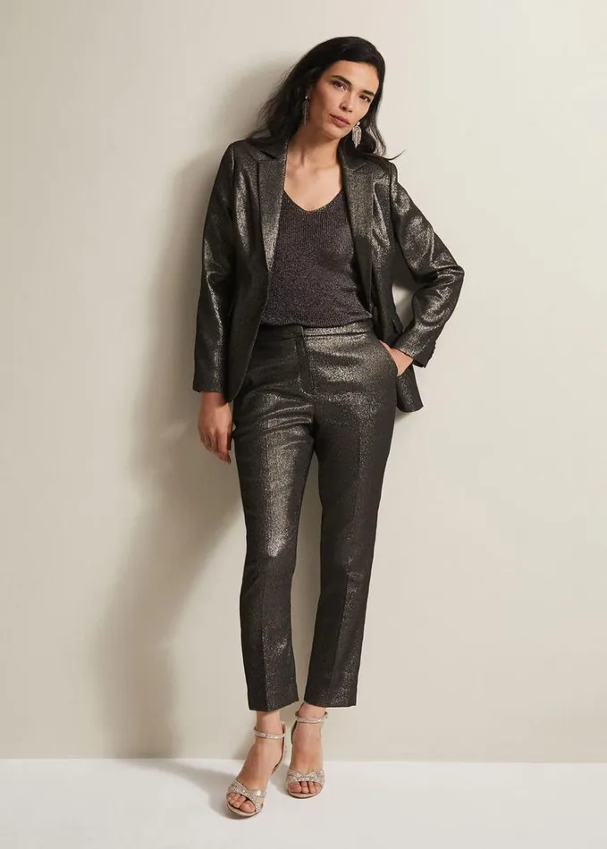 Phase Eight Ulrica Shimmer Straight Leg Trousers Metallic Women Trousers