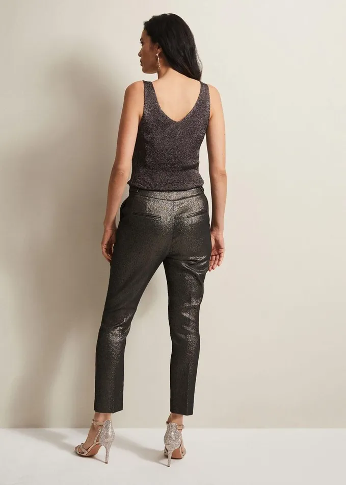 Phase Eight Ulrica Shimmer Straight Leg Trousers Metallic Women Trousers