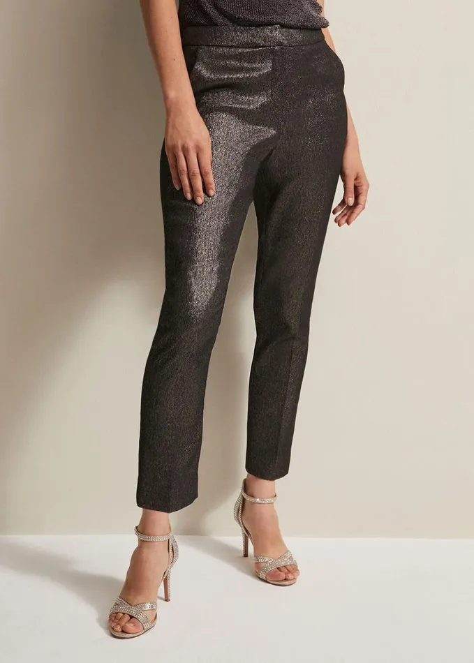 Phase Eight Ulrica Shimmer Straight Leg Trousers Metallic Women Trousers