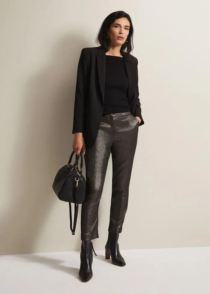 Phase Eight Ulrica Shimmer Straight Leg Trousers Metallic Women Trousers