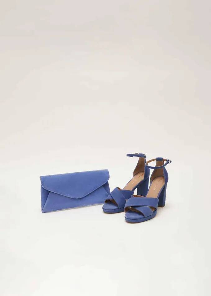 Phase Eight Wendie Blue Suede Clutch Bag Pale Blue Women Bags and Clutches