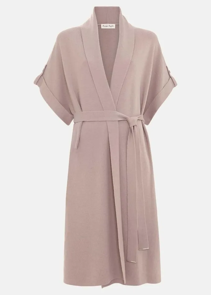 Phase Eight Wendy Shawl Collar Knit Gilet Stone Women Knitwear