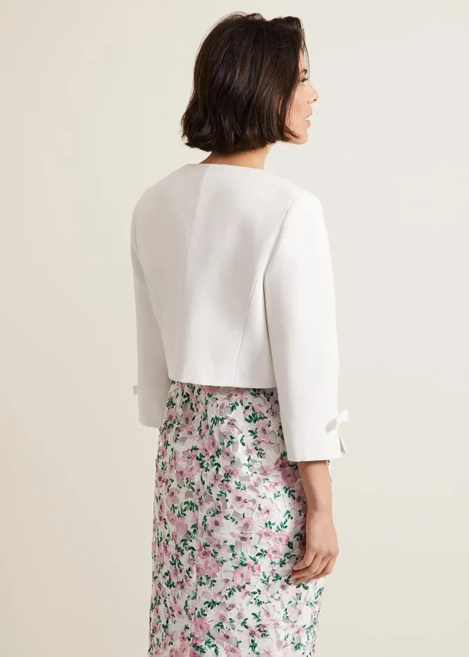 Phase Eight Zoelle Bow Jacket Ivory Women Jackets