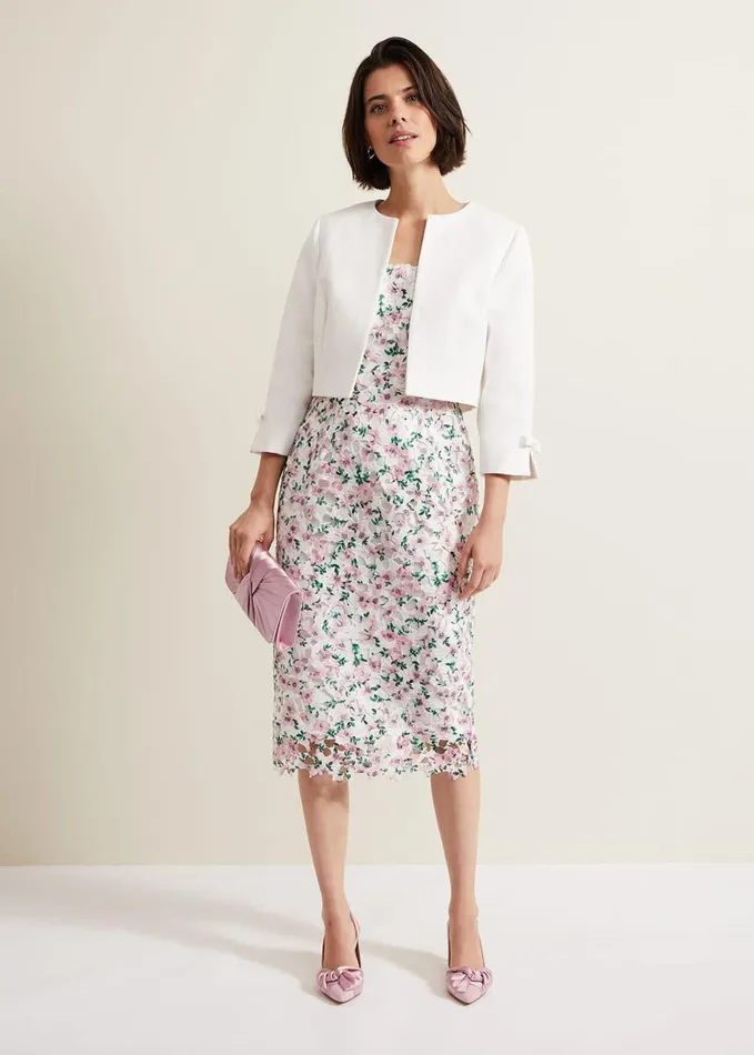 Phase Eight Zoelle Bow Jacket Ivory Women Jackets
