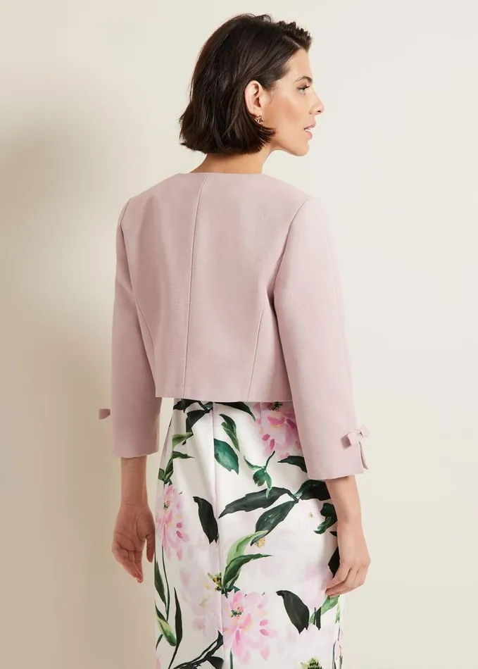 Phase Eight Zoelle Bow Jacket Pale Pink Women Jackets