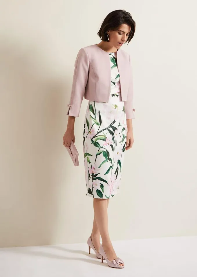 Phase Eight Zoelle Bow Jacket Pale Pink Women Jackets