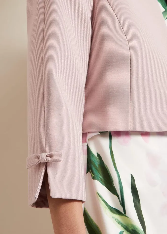 Phase Eight Zoelle Bow Jacket Pale Pink Women Jackets