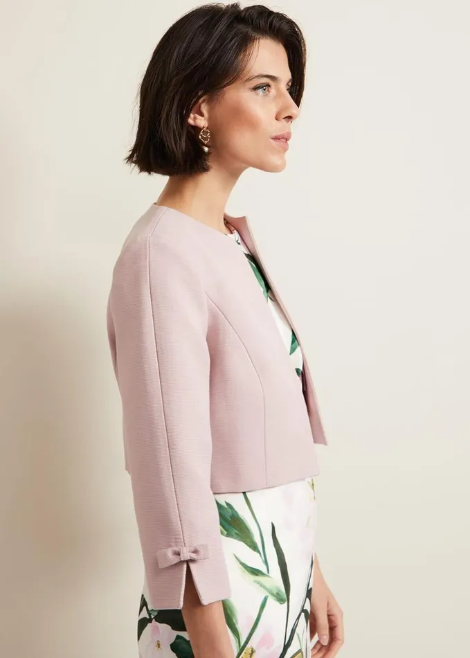 Phase Eight Zoelle Bow Jacket Pale Pink Women Jackets