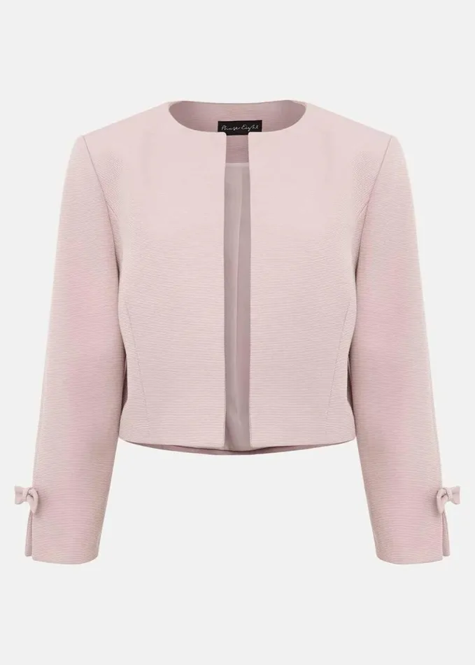 Phase Eight Zoelle Bow Jacket Pale Pink Women Jackets