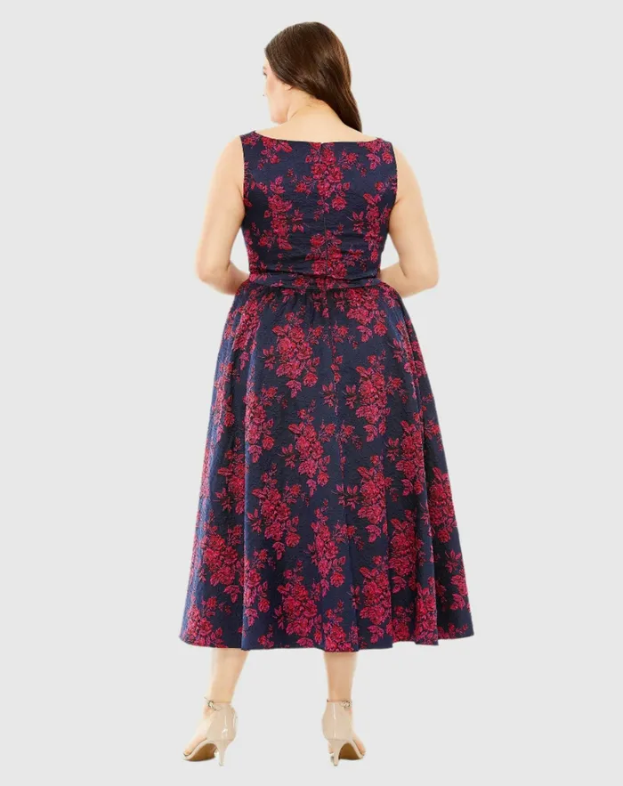 Plus Size Dresses Mac Duggal Women Sleeveless Floral Embroidered Dress Midnight Multi Plus Size Dresses Mac Duggal Women Sleeveless Floral Embroidered Dress Midnight Multi
