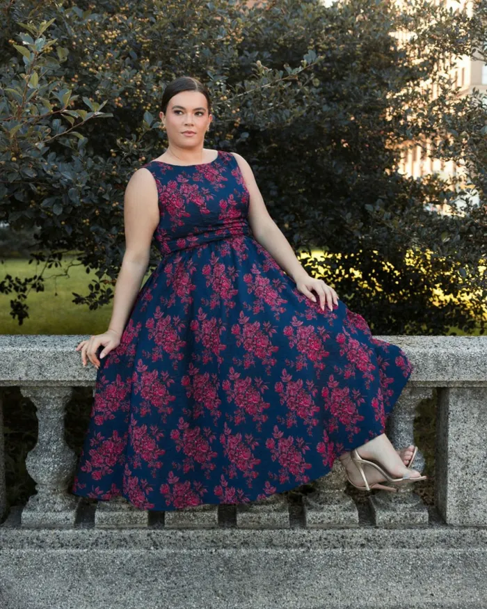 Plus Size Dresses Mac Duggal Women Sleeveless Floral Embroidered Dress Midnight Multi Plus Size Dresses Mac Duggal Women Sleeveless Floral Embroidered Dress Midnight Multi
