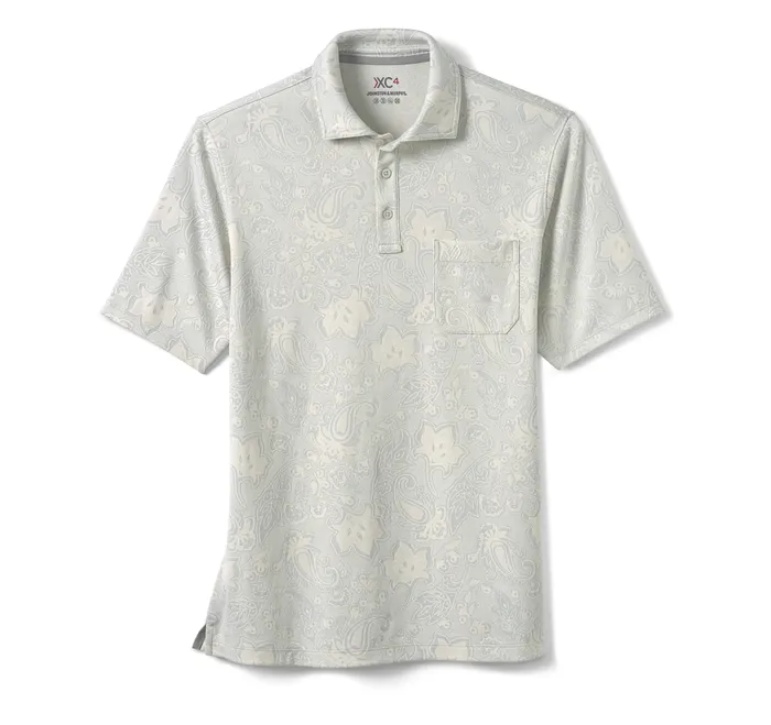 Polos and Tees Jacquard Polo Light Gray Paisley 8211 Johnston and Murphy Men
