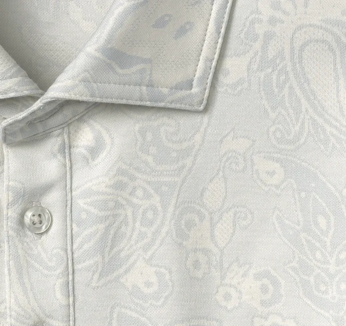 Polos and Tees Jacquard Polo Light Gray Paisley 8211 Johnston and Murphy Men