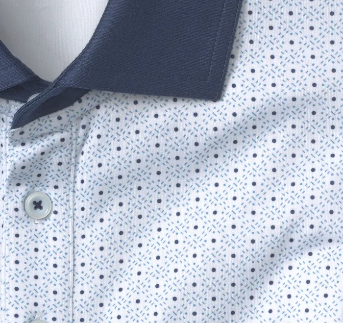 Polos and Tees XC4 Performance SolidCollar Print Polos Cool Degree White Dash Dot 8211 Johnston and Murphy Men