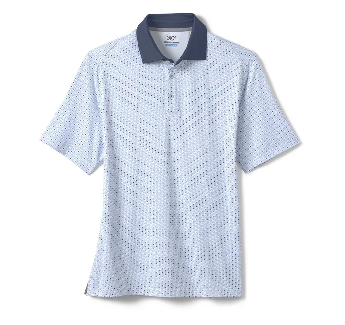 Polos and Tees XC4 Performance SolidCollar Print Polos Cool Degree White Dash Dot 8211 Johnston and Murphy Men