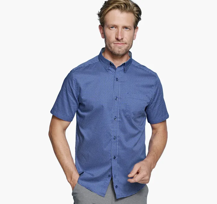 Printed ShortSleeve Shirt NavyBlue Swirl Men ShortSleeve Shirts Johnston and Murphy