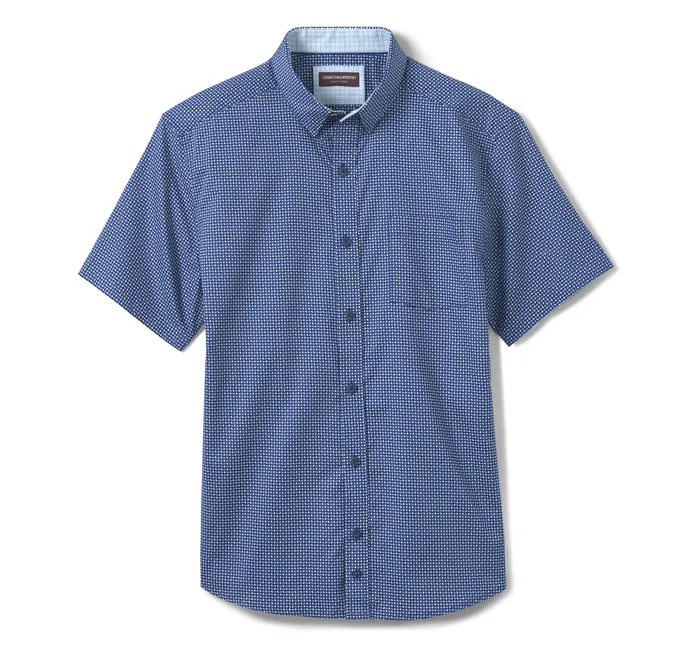 Printed ShortSleeve Shirt NavyBlue Swirl Men ShortSleeve Shirts Johnston and Murphy