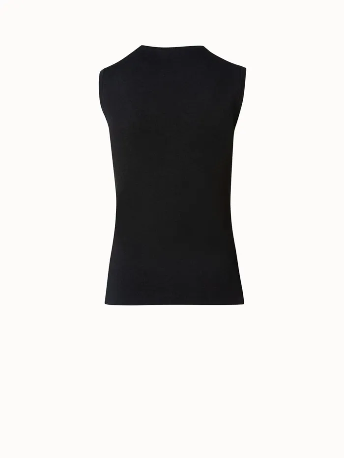 Punchcard Ajoure Wool Silk Tank Black Women Akris Knitwear