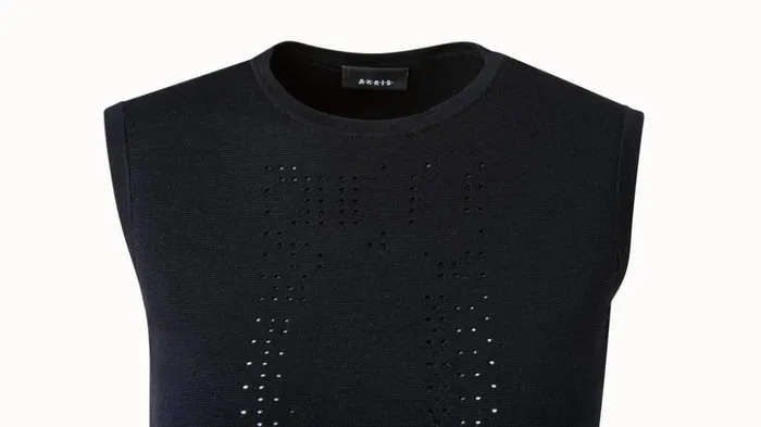 Punchcard Ajoure Wool Silk Tank Black Women Akris Knitwear