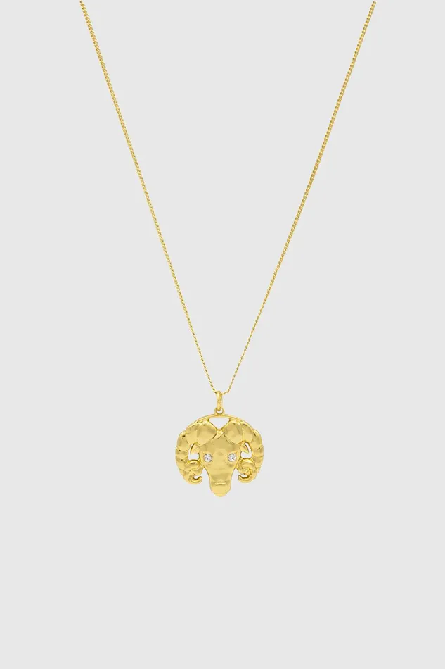 Rebecca Minkoff Aries Zodiac Medallion Necklace Women Jewelry