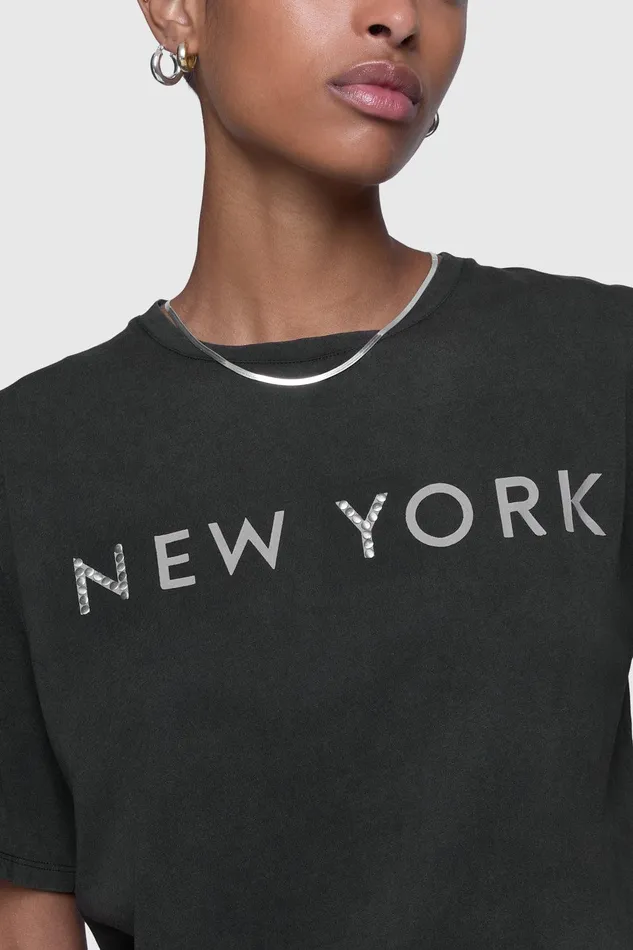 Rebecca Minkoff Athena Bf TShirt Acid Wash Black Women Tops