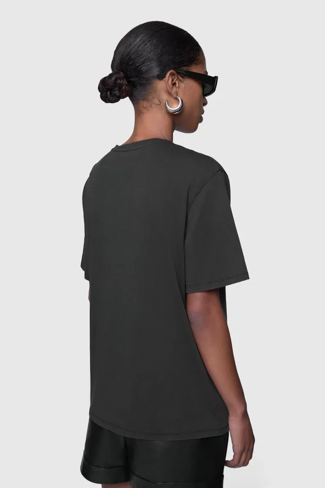 Rebecca Minkoff Athena Bf TShirt Acid Wash Black Women Tops