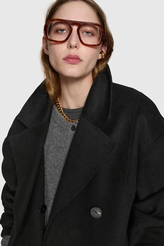 Rebecca Minkoff Double Face Wool Peacoat Black Women Outerwear