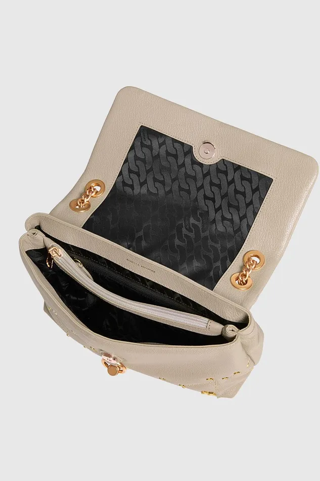Rebecca Minkoff Edie Flap Shoulder With Celestial Studs Oyster Women Shoulder Bags