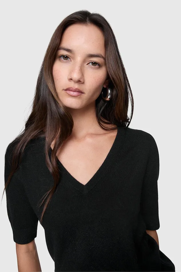 Rebecca Minkoff Haven V Neck Sweater Black Women Sweaters and Sweatshirts
