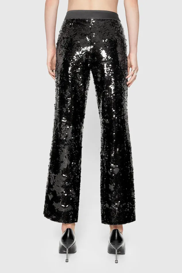Rebecca Minkoff Jane Sequin Trouser Black Women Bottoms