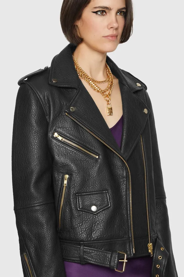 Rebecca Minkoff Jett Moto Black Women Leather