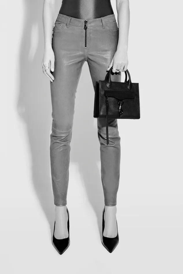 Rebecca Minkoff Megan Mini Tote Natural Strawblack Women Crossbody Bags