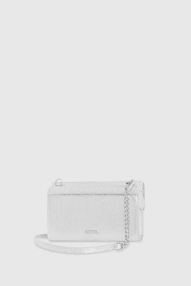 Rebecca Minkoff Megan Wallet On Chain Silver Women Wallets