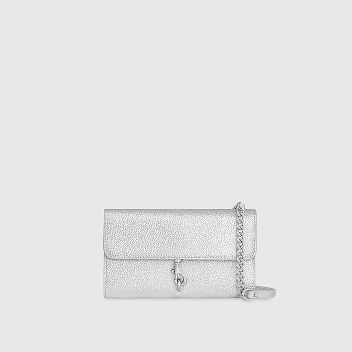 Rebecca Minkoff Megan Wallet On Chain Silver Women Wallets