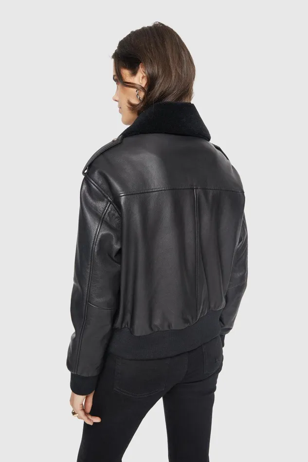 Rebecca Minkoff Orly Aviator Jacket Black Women Outerwear