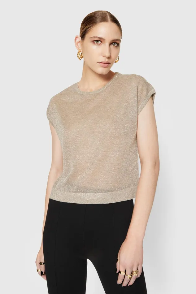 Rebecca Minkoff Scarlett Lurex Top Lurex Gold Women Tops