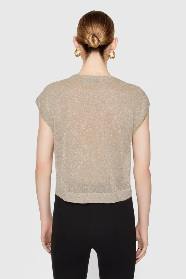 Rebecca Minkoff Scarlett Lurex Top Lurex Gold Women Tops