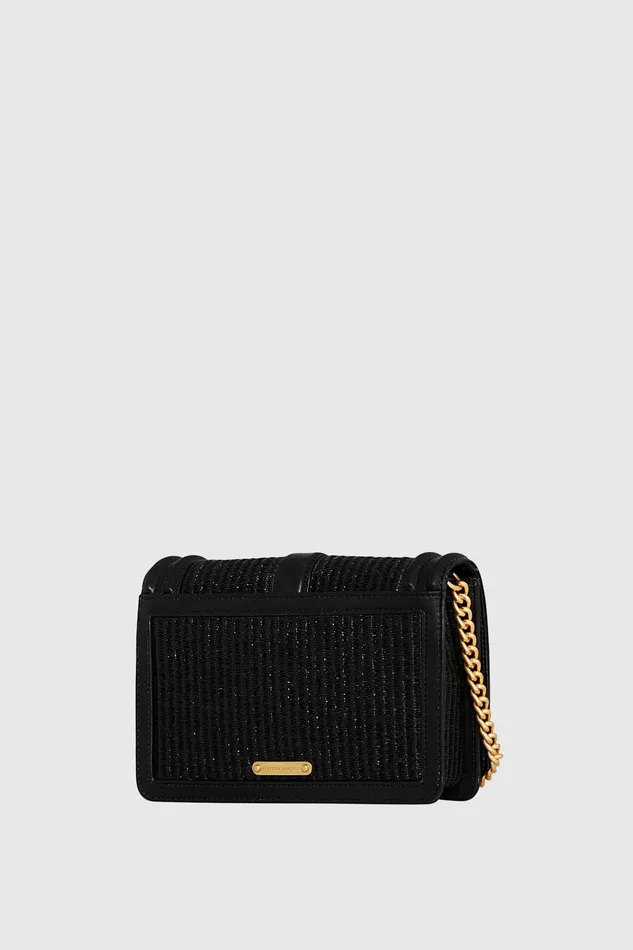 Rebecca Minkoff Small Love Crossbody Black Straw Women Crossbody Bags