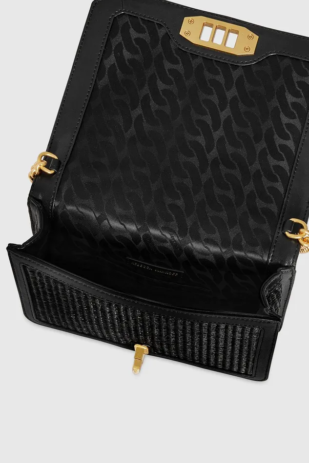 Rebecca Minkoff Small Love Crossbody Black Straw Women Crossbody Bags