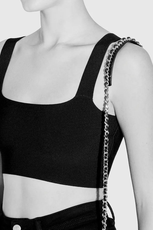 Rebecca Minkoff Whip Chain Strap With Shoulder Pad Black Women Bag Straps