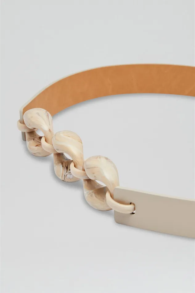 RESIN CHUNKY TRIM BELT 25 OYSTER Belts Scanlan Theodore Women