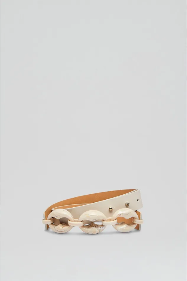 RESIN CHUNKY TRIM BELT 25 OYSTER Belts Scanlan Theodore Women