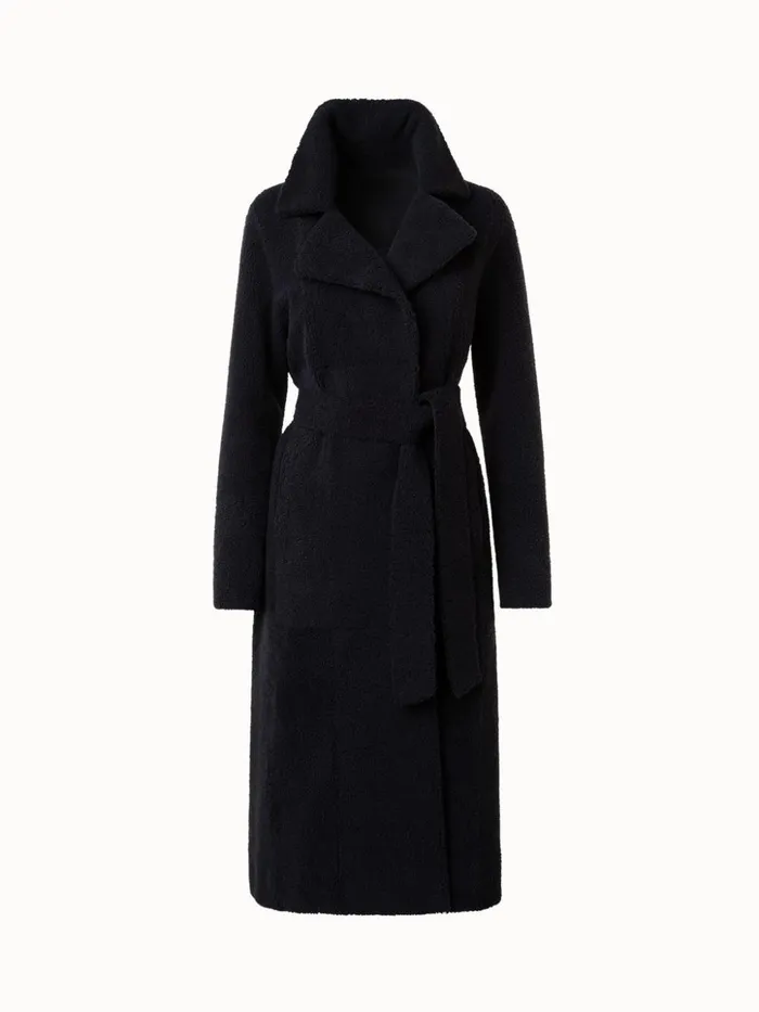 Reversible Shearling Coat Navy Women Akris Coats