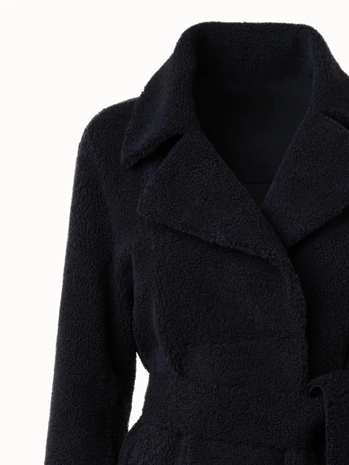 Reversible Shearling Coat Navy Women Akris Coats