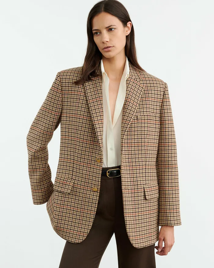 ROMAIN BLAZER Large Oak Check Jackets and Blazers Nili Lotan Women