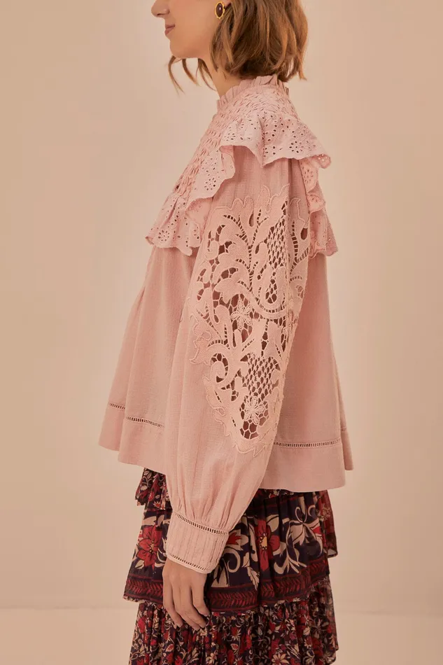 Rose Honeycomb Blouse Women Farm Rio Blouses