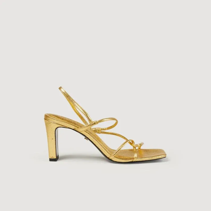 Sandals Women SANDRO Embossed Leather Sandals Gold