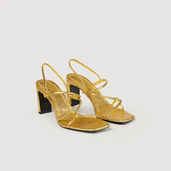Sandals Women SANDRO Embossed Leather Sandals Gold